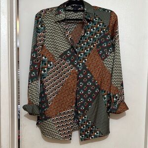 RACHEL Rachel Roy Patchwork Button Down Shirt